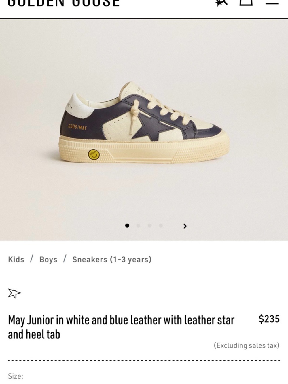 Golden Goose Kids' Leather Sneakers in White and Navy